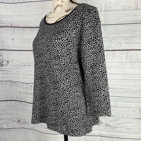 Talbots Sweater Womens M Animal Print 3/4 Sleeves Scoop Neck Cotton Blend - Picture 5 of 12